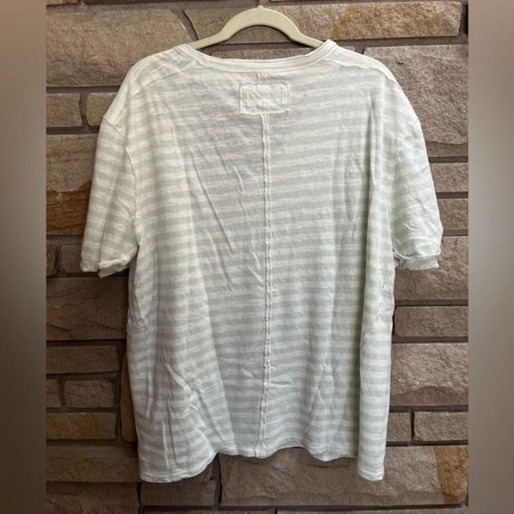 Free People All I Need Striped Short-Sleeve T-Shirt white aqua medium linen - Picture 3 of 12